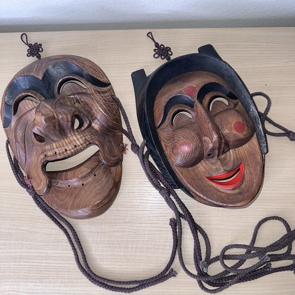 Other - VTG‎ Real Human Face Size Korea Traditional Hahoe Mask Yangban Nobleman & Women